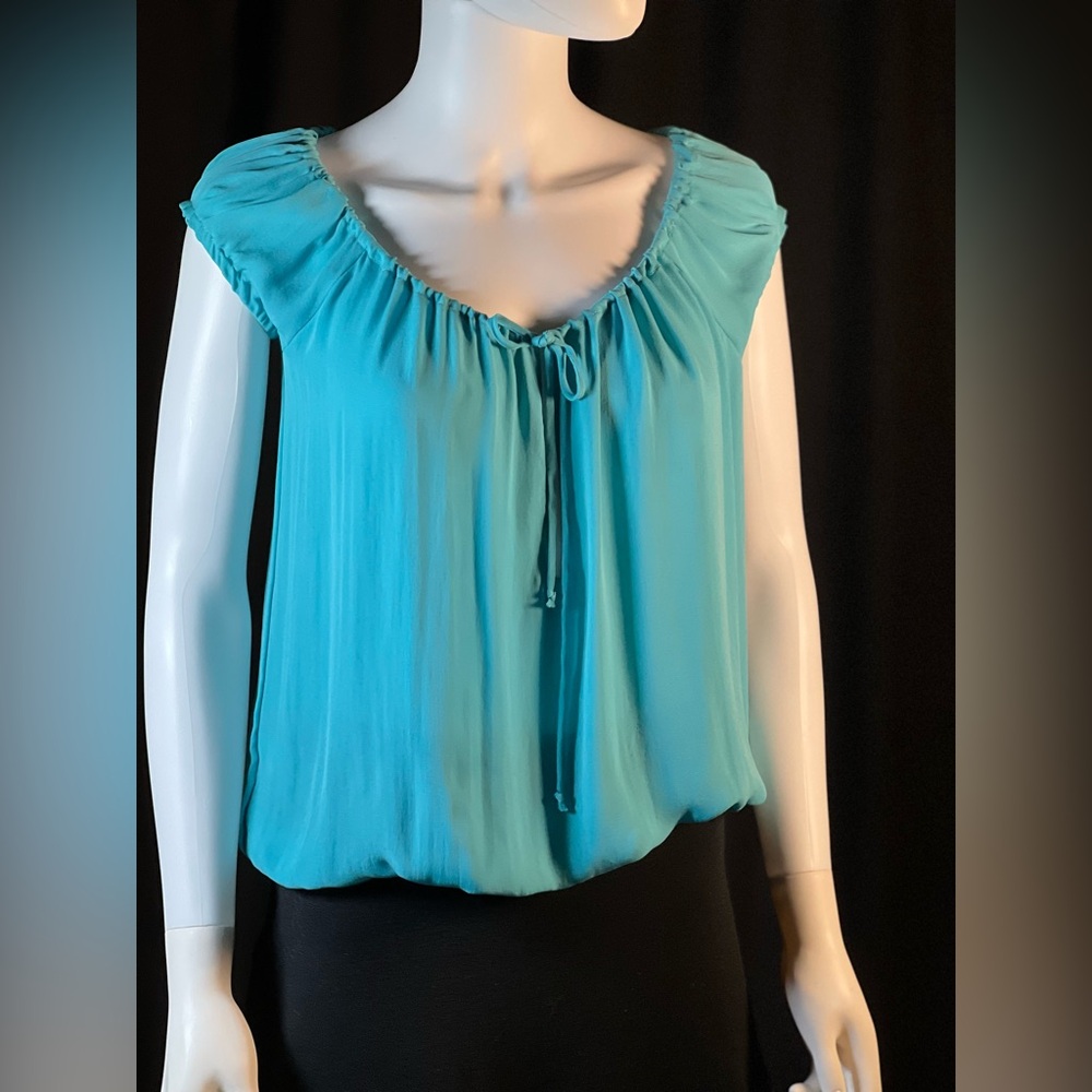 L’AGENCE BABY BLUE SILK BLOUSE SIZE 2 NWT